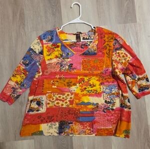 Multiples Plus Size 1x Colorful Patchwork Women's